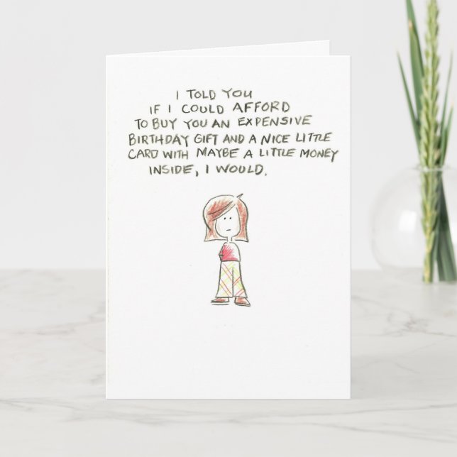 Tarjeta regalo de cumpleaños de los costos de la mujer (Anverso)