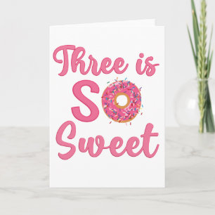 Tarjeta Regalo de cumpleaños Donut Dulce para niña de 3 añ
