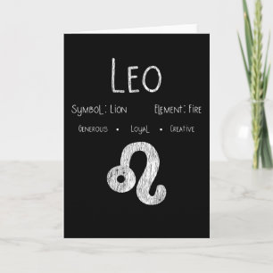 Tarjeta Regalo de Cumpleaños Leo Signo Zodiacal León Fuego