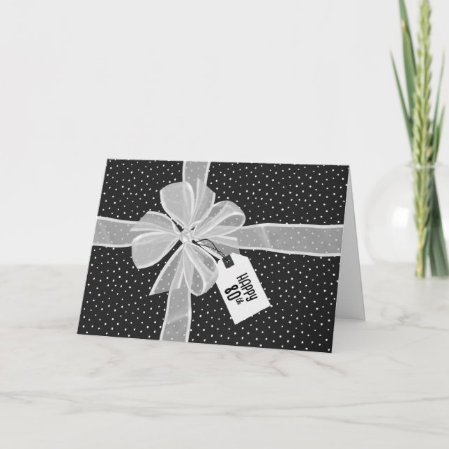 Tarjeta Regalo de cumpleaños número 80 con lazo (Anverso)