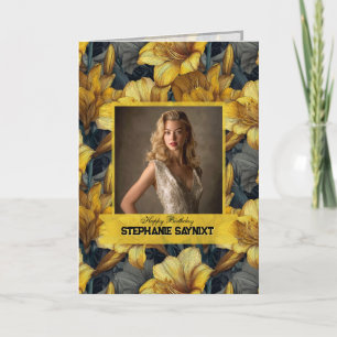 Tarjeta Regalo de cumpleaños número uno con flor de amaril