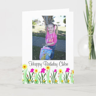 Tarjeta Regalo de cumpleaños personalizado Chloe con flore