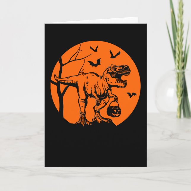 Tarjeta regalo de dinosaurio t rex de halloween para él el (Anverso)
