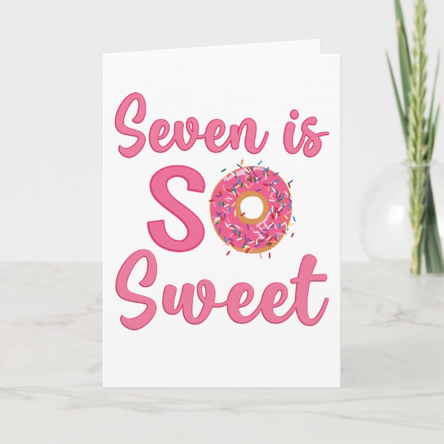 Tarjeta Regalo de donut dulce para cumpleaños 7 de niña de (Anverso)