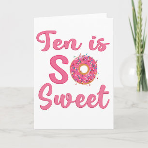 Tarjeta Regalo de donut dulce para el 10 cumpleaños de una