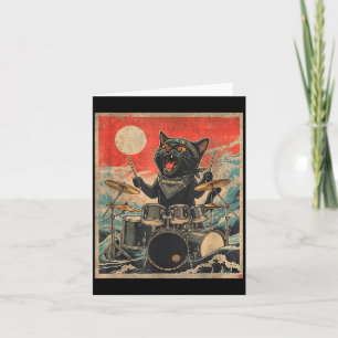 Tarjeta Regalo de estilo de banda genial gato baterista vi