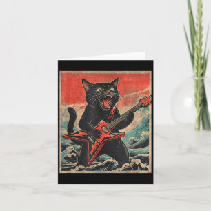 Tarjeta Regalo de estilo de banda genial gato guitarrista