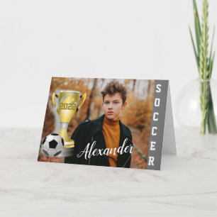 Tarjeta Regalo de foto de campeón de fútbol personalizado 