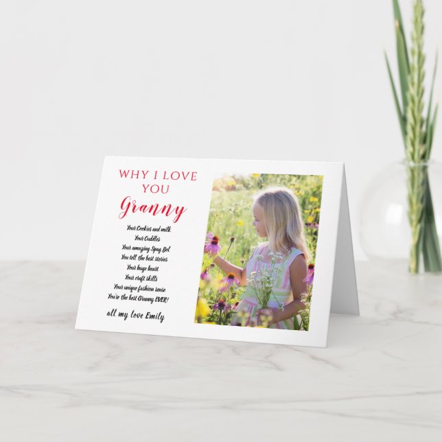 Tarjeta Regalo de fotos de la abuela todas las razones por (Anverso)