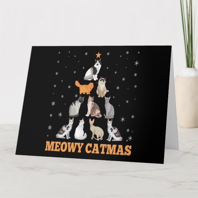 Tarjeta Regalo de Gato de Navidad Meowy Catmas Amante de G (Anverso)