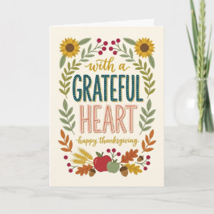 Tarjeta Regalo de Girasol de Acción de Gracias Corazón Agr