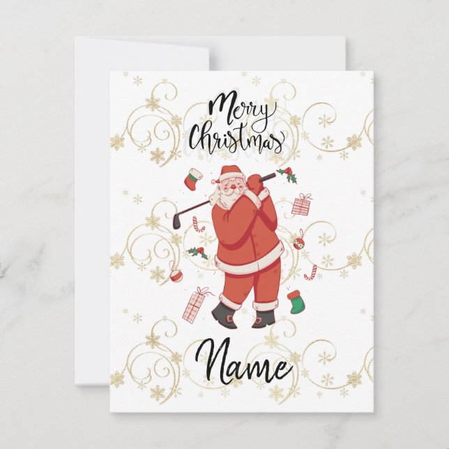 Tarjeta Regalo de golf de Santa Claus con Navidades para g (Anverso)