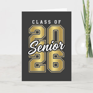 Tarjeta Regalo de Graduación Senior Oro Clase 2026 Varsity