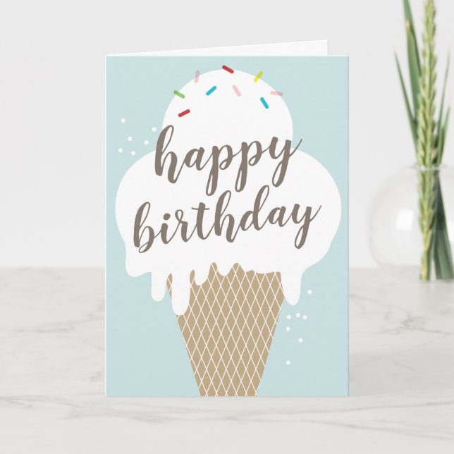 Tarjeta Regalo de helado de cono feliz cumpleaños plegado (Anverso)