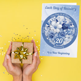 Tarjeta Regalo de hito de recuperación floral azul persona