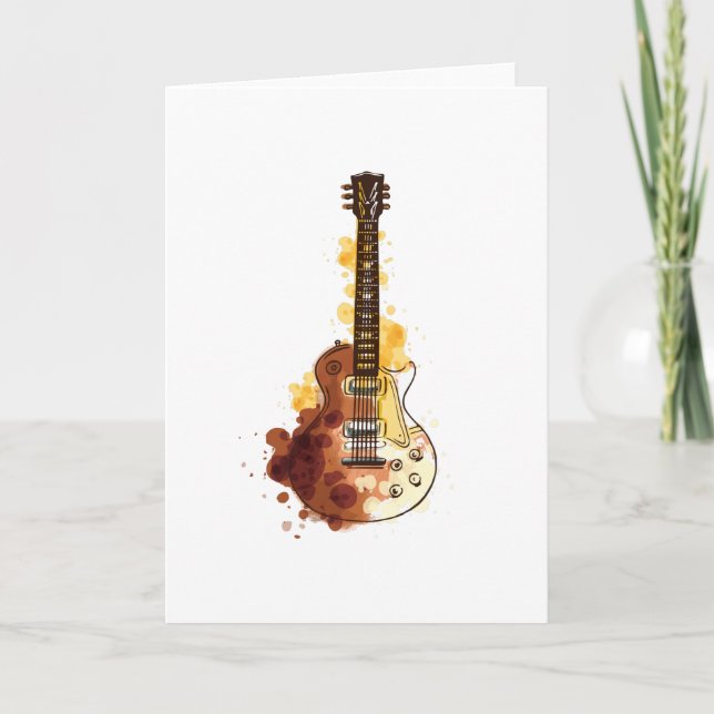 Tarjeta Regalo de Ilustracion de guitarra de color acuátic (Anverso)