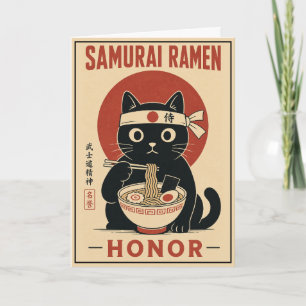 Tarjeta Regalo de ilustración de Ramen japonés de gato sam