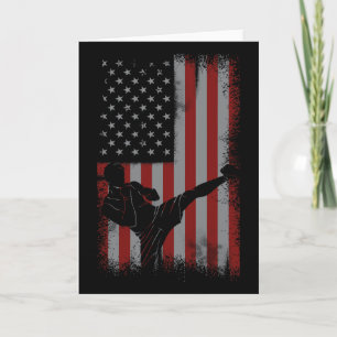 Tarjeta Regalo de kickboxing de bandera americana retro pa