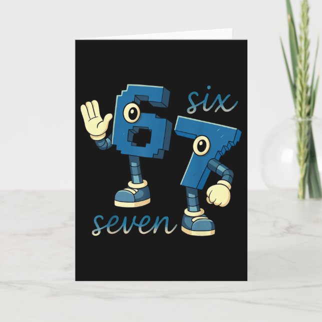 Tarjeta Regalo de meme de número retro seis siete Brainrot (Anverso)