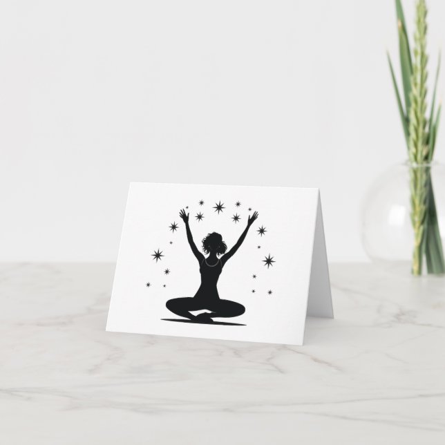 Tarjeta Regalo de mujer: saludo en blanco 7 de yoga (Anverso)
