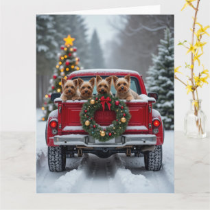 Tarjeta Regalo de Navidad de Camioneta Roja con Yorkshire