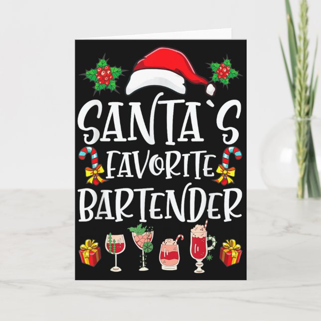 Tarjeta Regalo de Navidad para Bartender Santa's Bartender (Anverso)