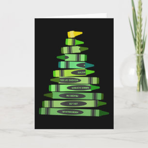 Tarjeta Regalo de Navidad para Maestro Árbol de Crayón