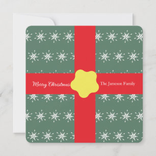 Tarjeta Regalo de Navidad Rojo Copos de Nieve Familia