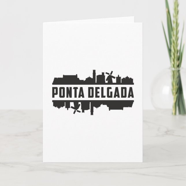 Tarjeta Regalo de panorama urbano de Ponta Delgada Portuga (Anverso)
