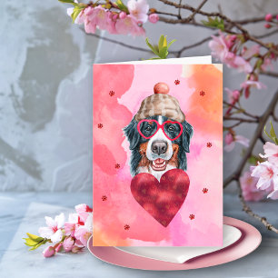 Tarjeta Regalo de perro de montaña de Berna rosa para el d