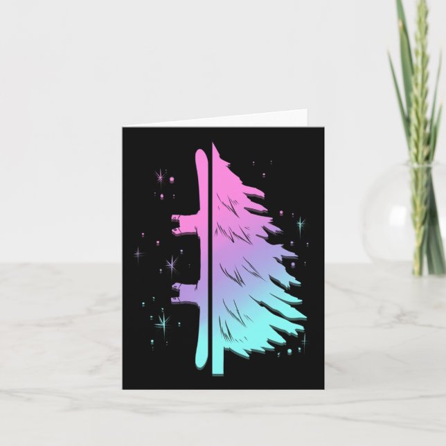 Tarjeta Regalo De Pino Snowboard Para Vacaciones De Invier (Anverso)