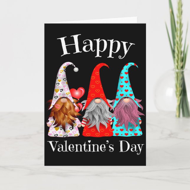 Tarjeta Regalo de San Valentín Gnomo Lindo Pareja Combinan (Anverso)