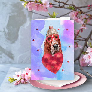 Tarjeta Regalo de San Valentín para Perro Basset Hound Mor