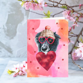 Tarjeta Regalo de San Valentín para perro Border Collie de