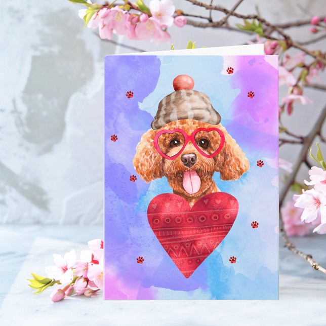 Tarjeta Regalo de San Valentín para Perro Caniche Morado A (Subido por el creador)
