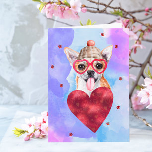 Tarjeta Regalo de San Valentín para perro Chihuahua Morado