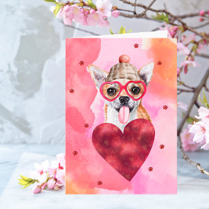 Tarjeta Regalo de San Valentín para perro Chihuahua naranj