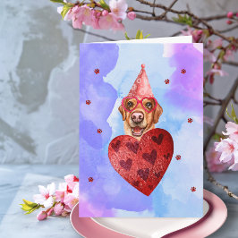 Tarjeta Regalo de San Valentín para Perro Labrador Morado