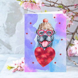 Tarjeta Regalo de San Valentín para Perro Pitbull Gris Mor