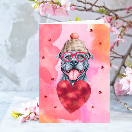 Tarjeta Regalo de San Valentín para perro Pitbull naranja 