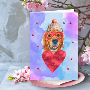Tarjeta Regalo de San Valentín para perro Retriever dorado