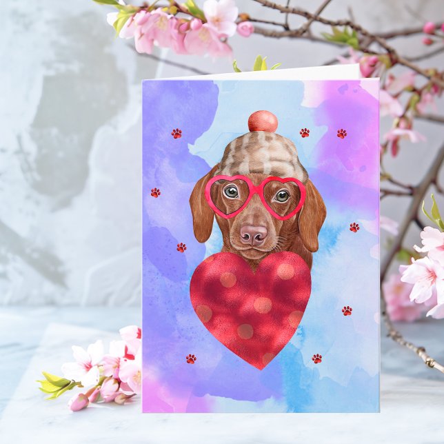 Tarjeta Regalo de San Valentín para perro salchicha marrón (Subido por el creador)