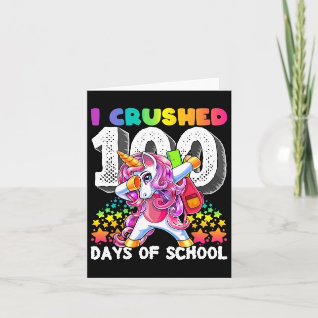 Tarjeta Regalo de Unicornio Bailando 100 Días de Escuela A (Anverso)