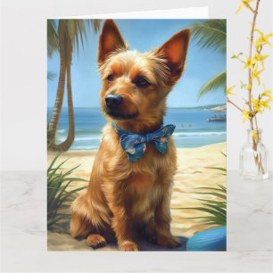 Tarjeta Regalo de verano del australiano Terrier On Beach