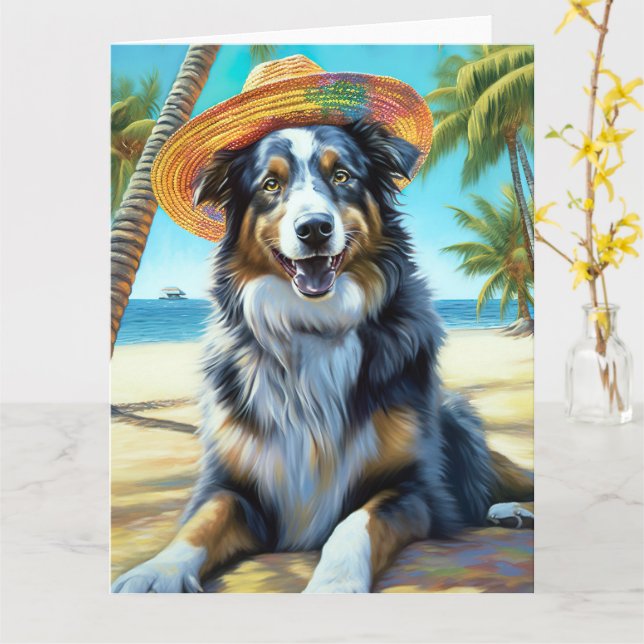 Tarjeta Regalo de verano para el amante de los perros past (flor amarilla)
