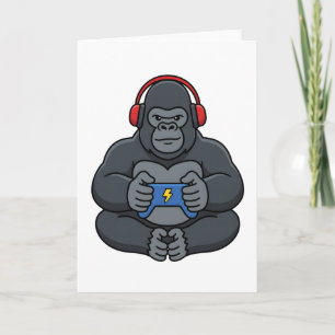 Tarjeta Regalo de videojuegos de Gamer Bruh Gorilla para c