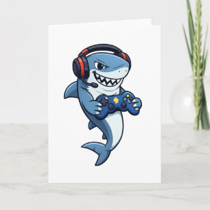 Tarjeta Regalo de videojuegos de tiburón Gamer Bruh para c