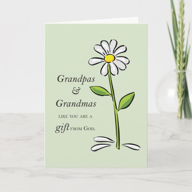 Tarjeta Regalo del abuelo y la abuela de Dios Daisy Religi (Anverso)