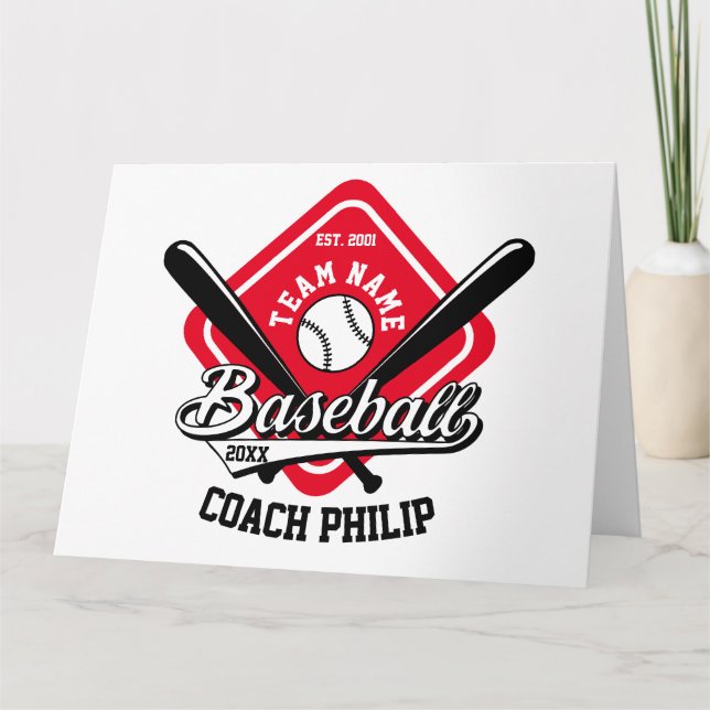 Tarjeta Regalo del entrenador de béisbol de fin de tempora (Anverso)