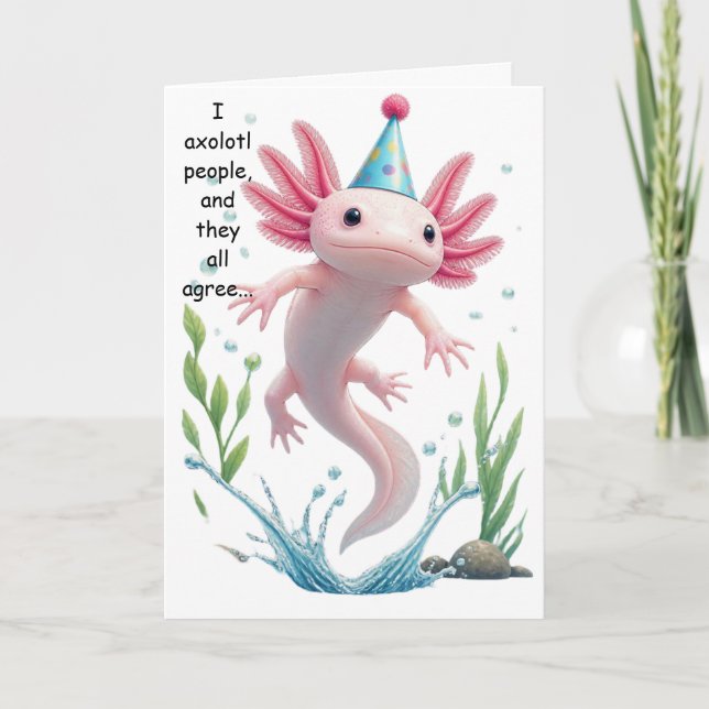 Tarjeta Regalo divertido de cumpleaños con ajolote lindo  (Anverso)